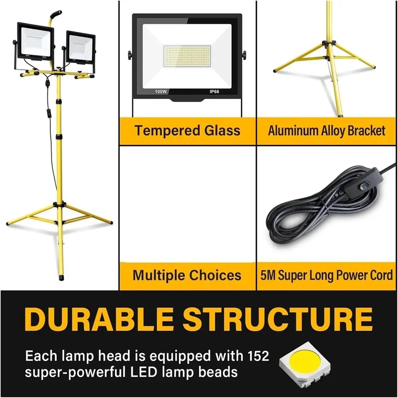 Heavy Duty Led Flood Light With Hella Bright 5000K Daylight Output And 200 Watt Equivalent Amps For Rock Solid Security Lighting Outdoors Or Indoors Using A Sturdy 100 Foot Cable Built Like A Tank For Any Rigorous Job
