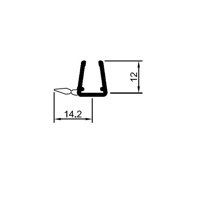 Überlappungsdichtung – Schiebetür 90°-Lippe, 8–12 mm, Art.Nr. 5211