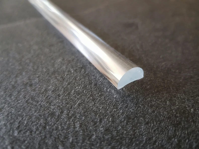 Plexi-Halbrundstab als Schwallprofil – transparent, 5 oder 10 mm