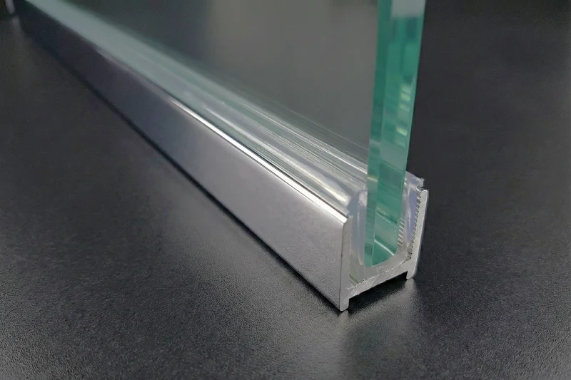 Alu U-Wandprofil DUC – silikonfreie Klemmung für 8 oder 10 mm Glas