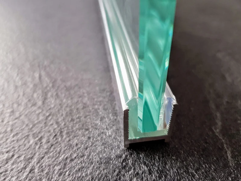 Alu U-Wandprofil DUC – silikonfreie Klemmung für 8 oder 10 mm Glas
