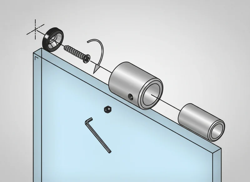 Stabistangen-Set, Edelstahl V2A, Ø 19 mm, Glas-Wand 90°, 6–10 mm Glas, Art.Nr. 6018/6020