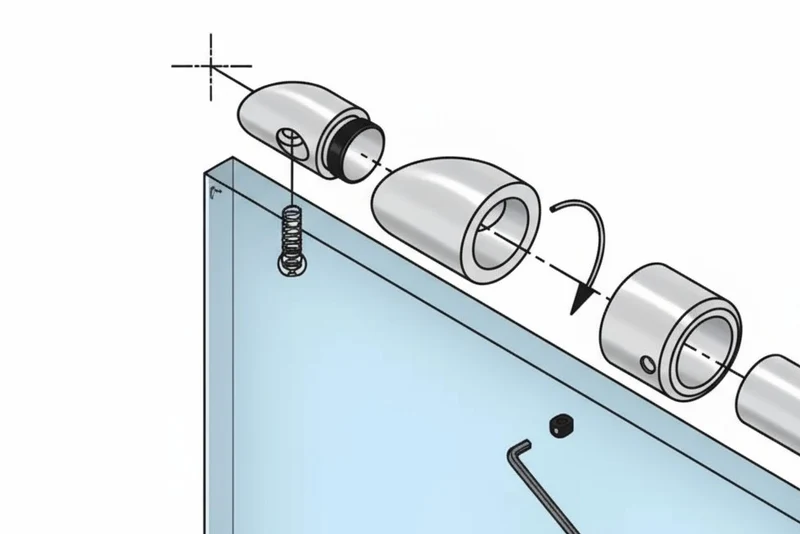Stabistangen-Set – Edelstahl V2A Ø 19 mm, Glas-Wand 45°, Art.Nr. 6017/6019