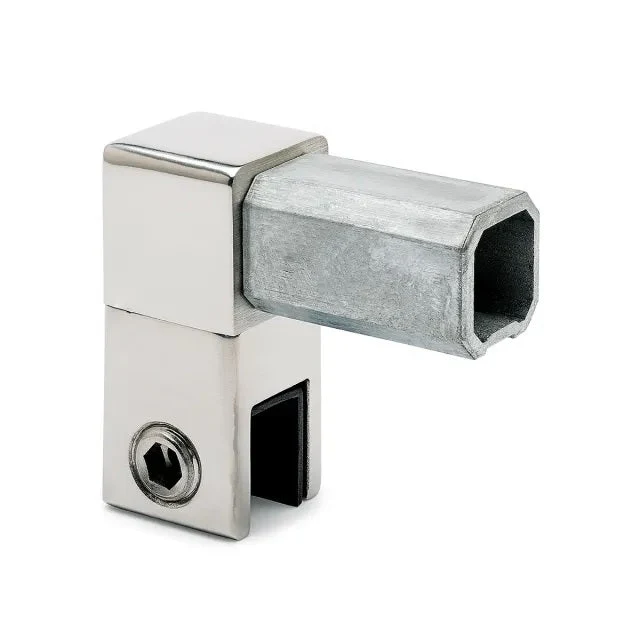 Stabistangen-Set – eckig 20x20 mm, Glas-Wand 90°, kürzbar, Art.Nr. 418020