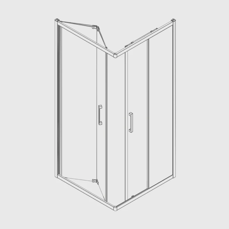 Eckdusche mit Falttür und Schiebetür S300 mit Sichtschutz- Glas 6mm