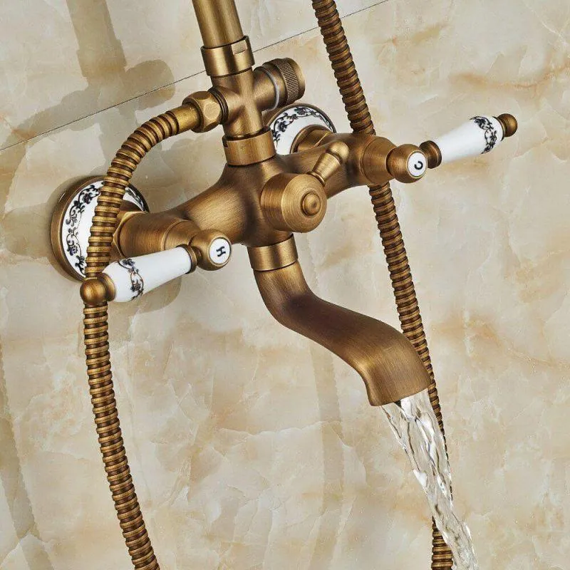 3-Wege-Badewannenarmatur, Zweihebelmischer, FLORINA altgold
