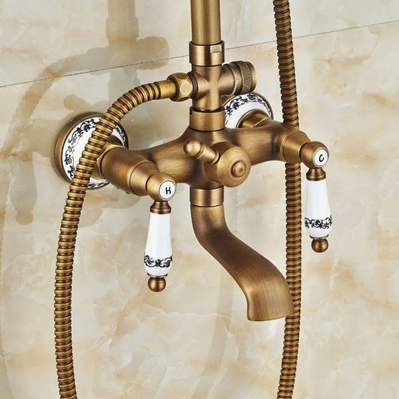 3-Wege-Badewannenarmatur, Zweihebelmischer, FLORINA altgold