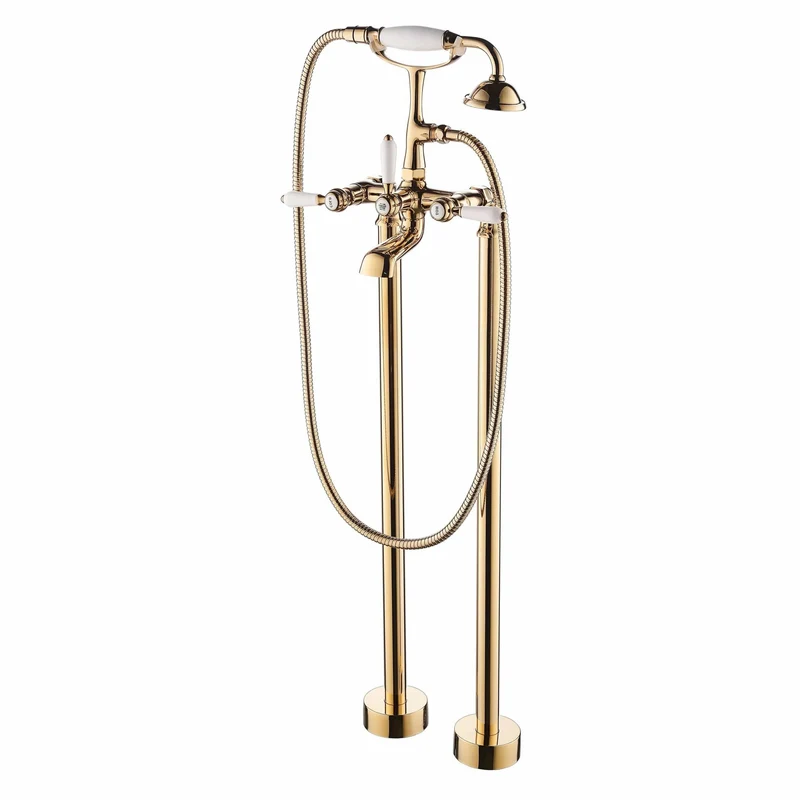 Freistehende-Retro-Armatur, Badewanne, Zweihebelmischer, PADDINGTON GOLD