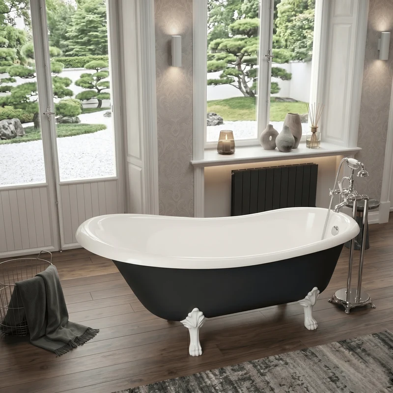 Freistehende Gusseisen Badewanne LIVINGSTON schwarz