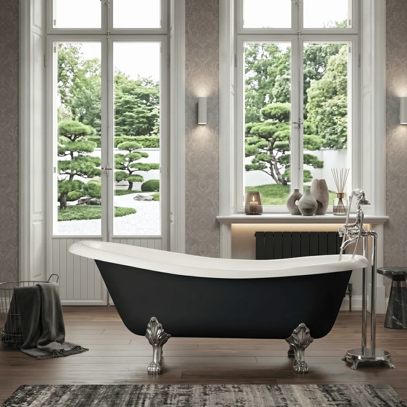 Freistehende Gusseisen Badewanne LIVINGSTON schwarz