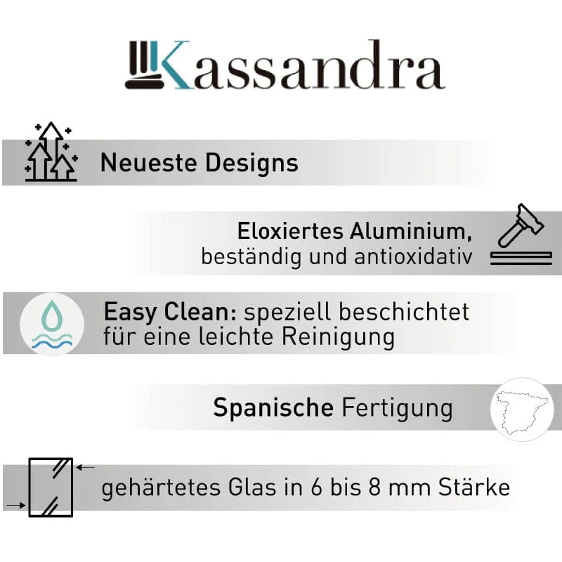 Duschwand mit Schiebetür GLASÉ schwarz - Glas 8/6 mm