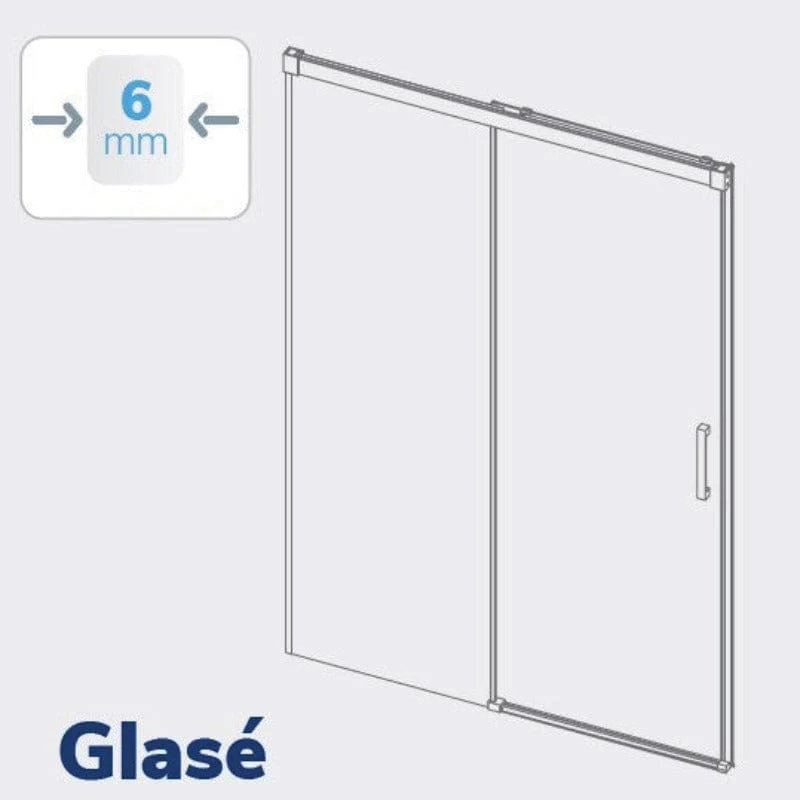 Duschwand mit Schiebetür GLASÉ chrom - Glas 8/6 mm