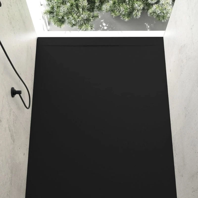 Mineralguss-Duschwanne extra flach COVER, Schieferoptik, SCHWARZ