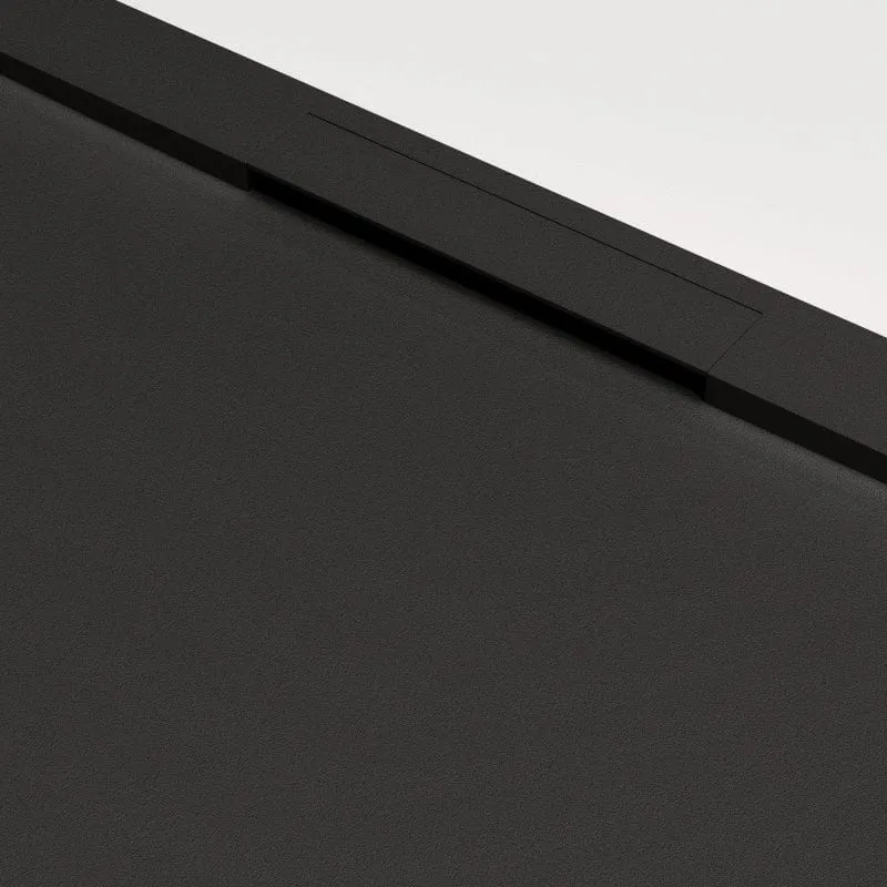 Mineralguss-Duschwanne extra flach COVER, Schieferoptik, SCHWARZ
