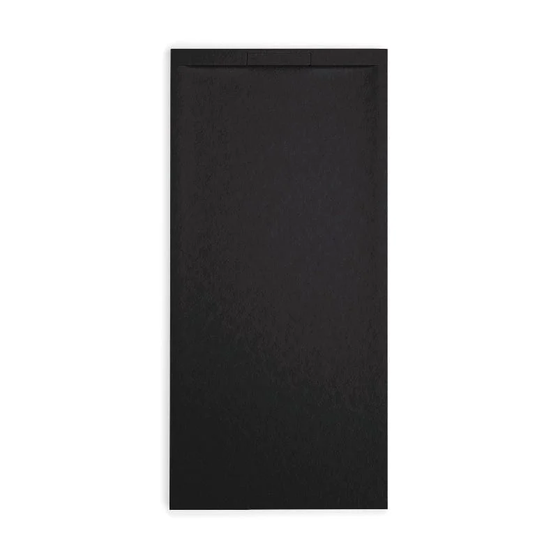 Mineralguss-Duschwanne extra flach COVER, Schieferoptik, SCHWARZ