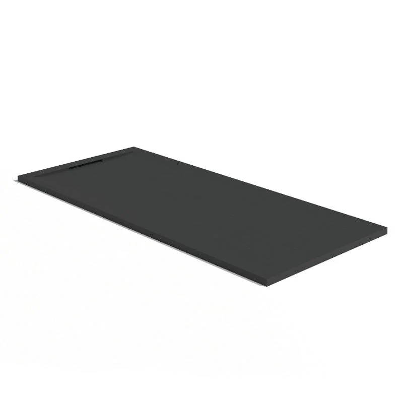 Mineralguss-Duschwanne extra flach COVER, Schieferoptik, SCHWARZ