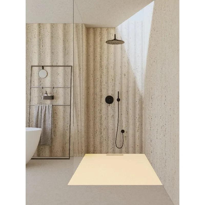 Mineralguss-Duschwanne extra flach COVER, Schieferoptik, BEIGE