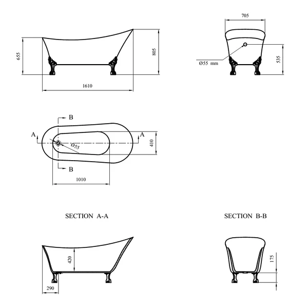 Freistehende Badewanne mit Füßen BALMAIN