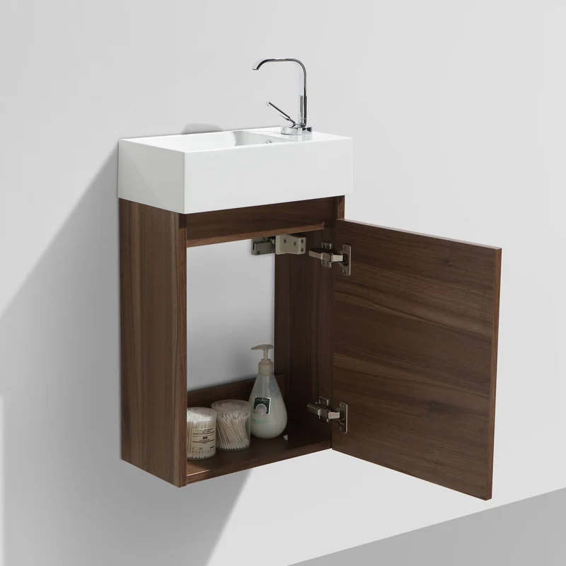 Waschtisch + Unterschrank 40cm, montiert, Nussbaum, SIENA