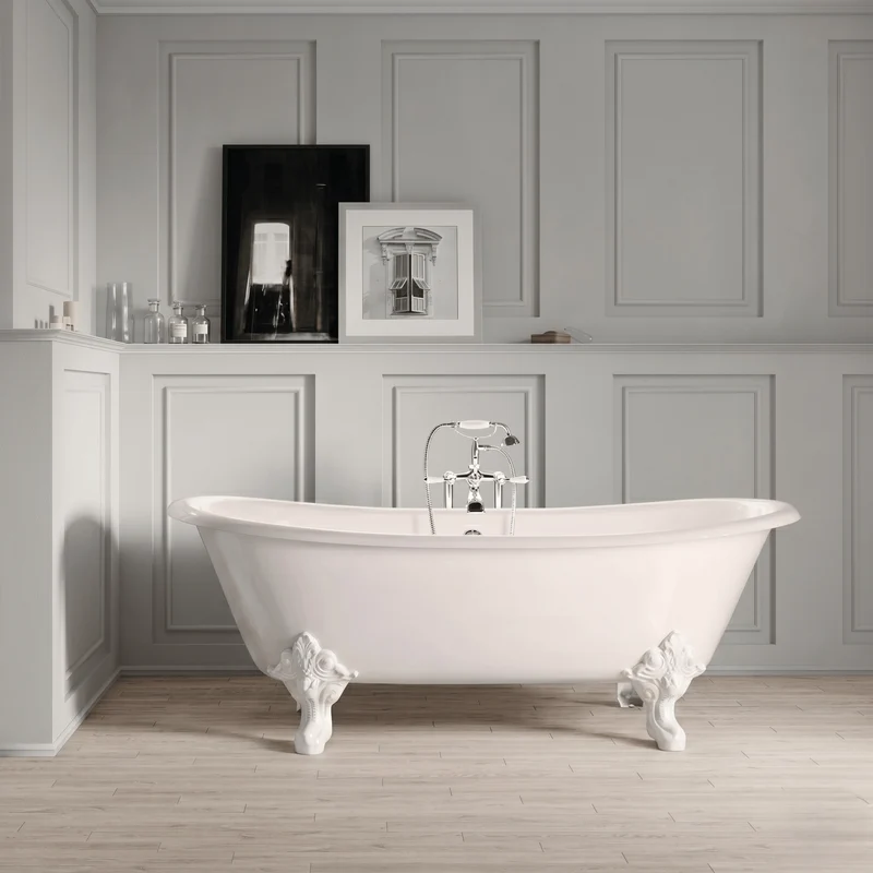 Freistehende Gusseisen Badewanne BRADFORD weiß