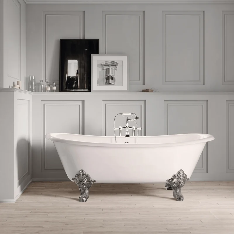 Freistehende Gusseisen Badewanne BRADFORD weiß