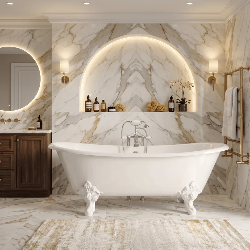 Freistehende Gusseisen Badewanne BRADFORD weiß