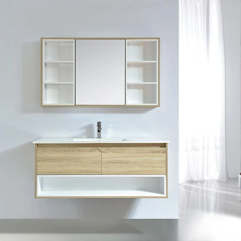 Designer Spiegelschrank mit Melamin Eiche Finish FRAME 120 cm