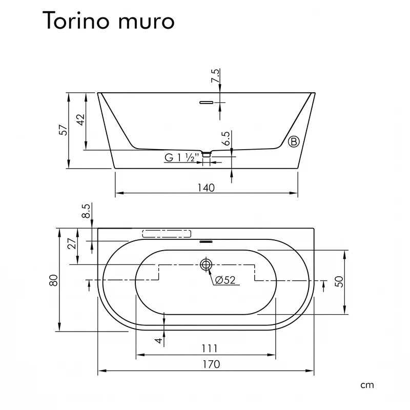 Freistehende Badewanne TORINO MURO | SANYCCES