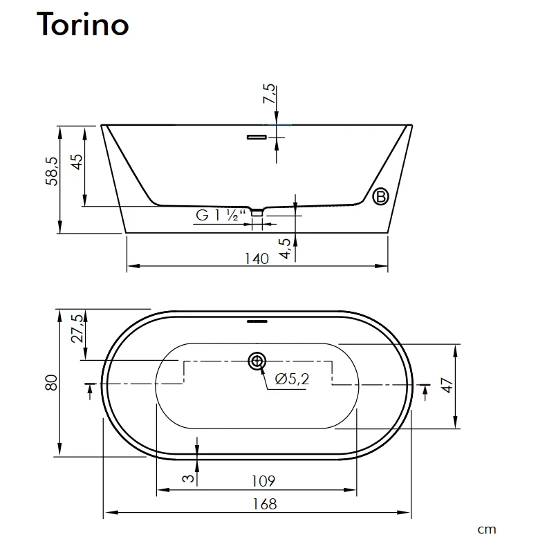 Freistehende Badewanne TORINO | SANYCCES