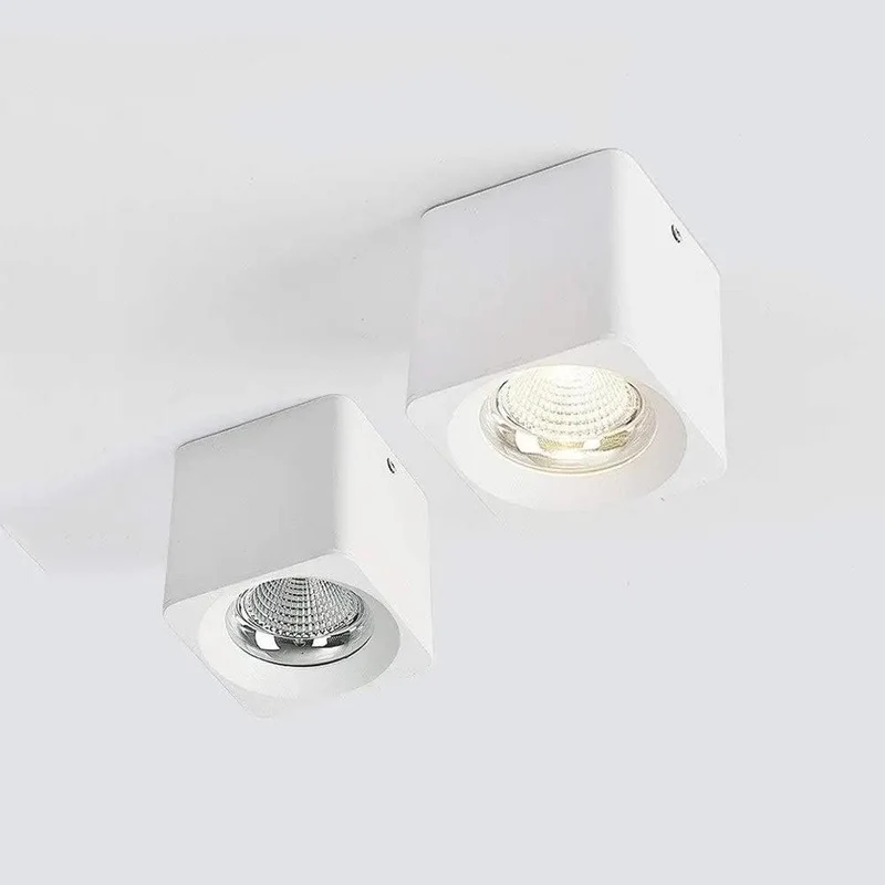 Slick White Square COB Recessed Lighting Trim Kit 30W Downlight Retrofit Ceiling Spotlight Aluminum Fixture 3000K Warm Light Smooth Install Dimmable For Home Kitchen Bath Hallway