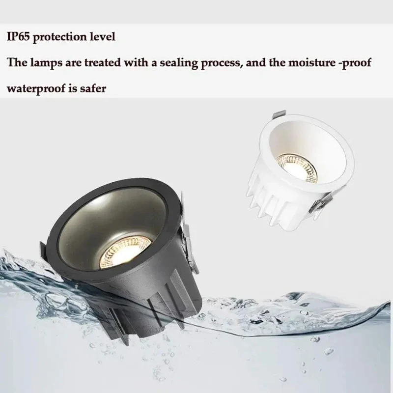 Slick 3.1 Inch Black Round Baffle Trim, Built Tough 2 Pack LED Recessed Downlight Retrofit Kit, 7W 10W 12W Cool White Ceiling Lights, IP65 Waterproof For A Major Room Glow Up