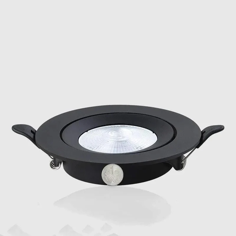 Ultra Slim Led Recessed Downlight Trim Kit Featuring Hella Bright Natural White Illumination With Smooth DIY Retrofit Installation And Super Sleek Black Aluminum Housing For Home Or Office Ceiling Fixtures