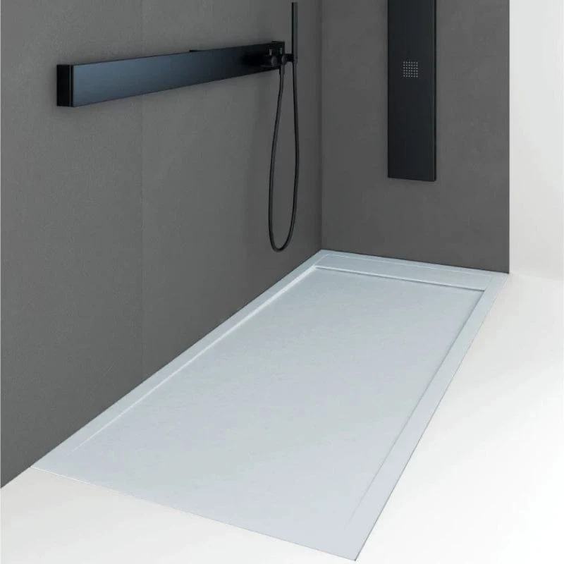 Mineralguss-Duschwanne extra flach QUORE, Schieferoptik, GRAU