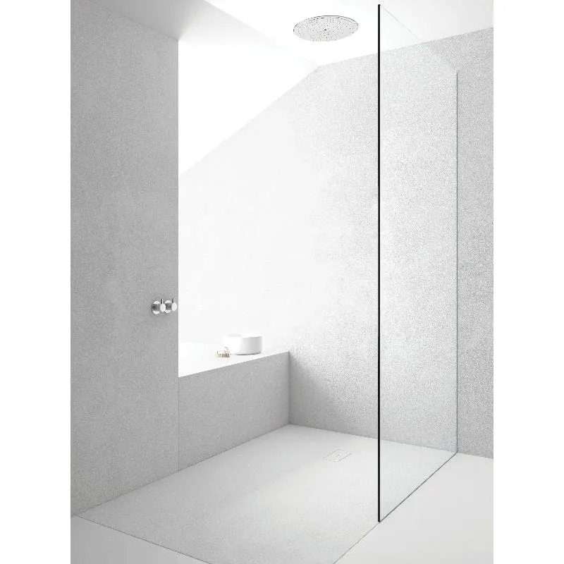 Mineralguss-Duschwanne extra flach FUSION, Schieferoptik, WEISS
