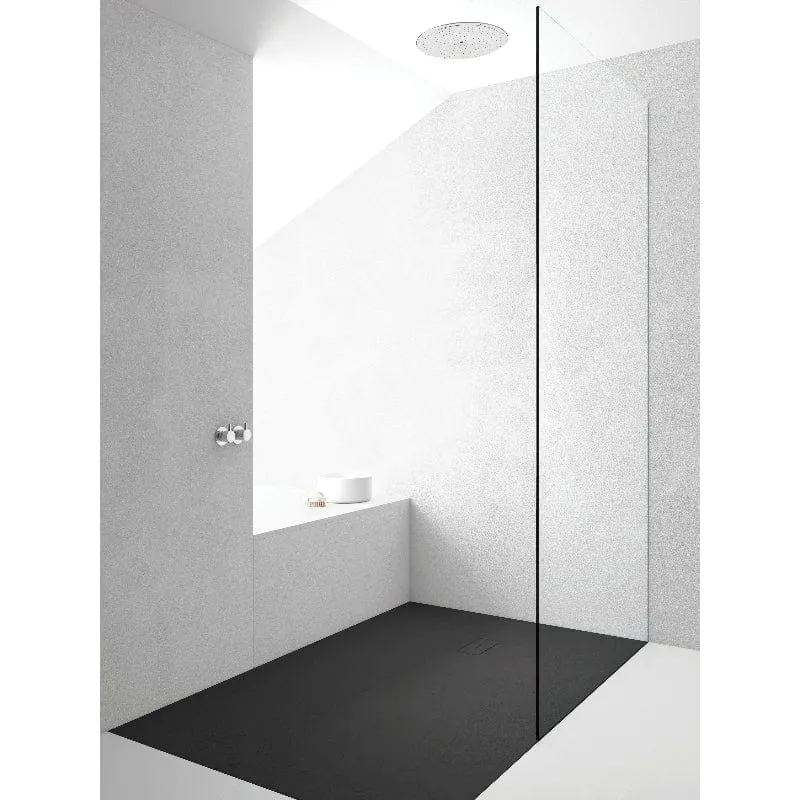 Mineralguss-Duschwanne extra flach FUSION, Schieferoptik, SCHWARZ