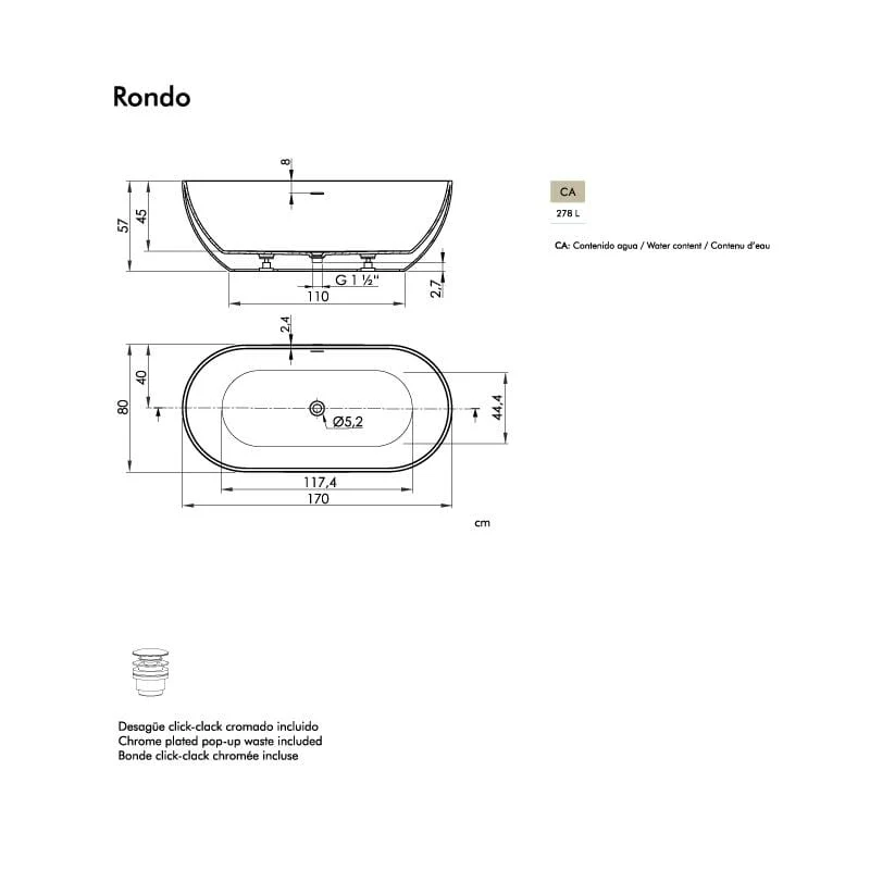 Freistehende Badewanne RONDO | SANYCCES