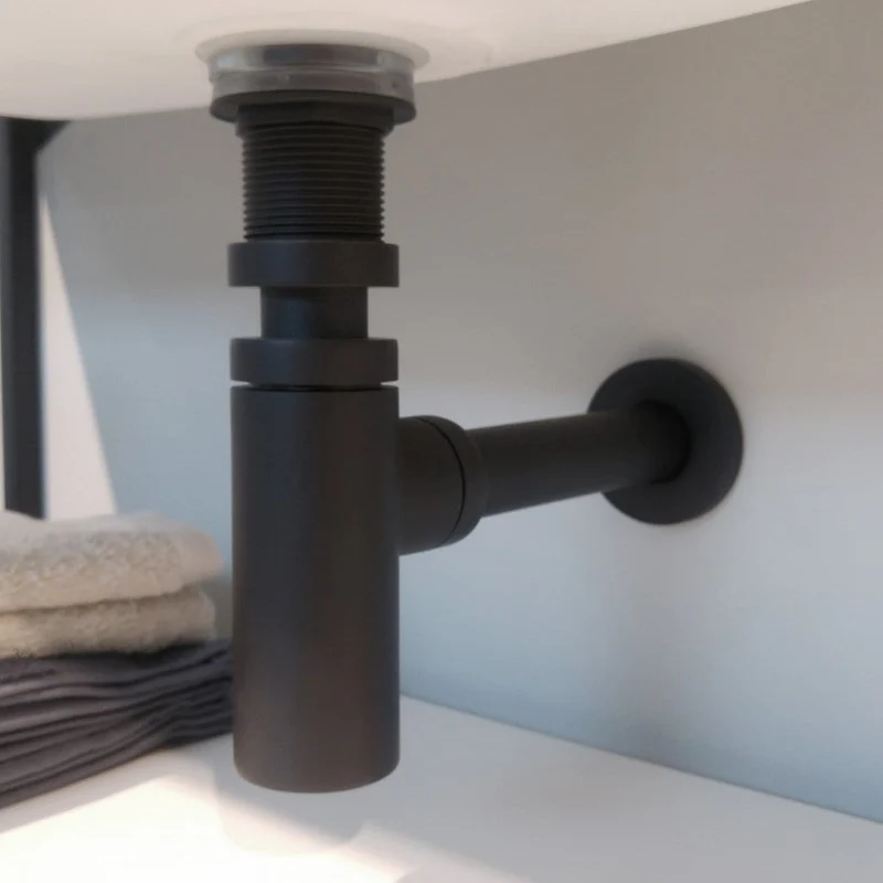 Siphon, mattschwarz, für moderne Waschtische