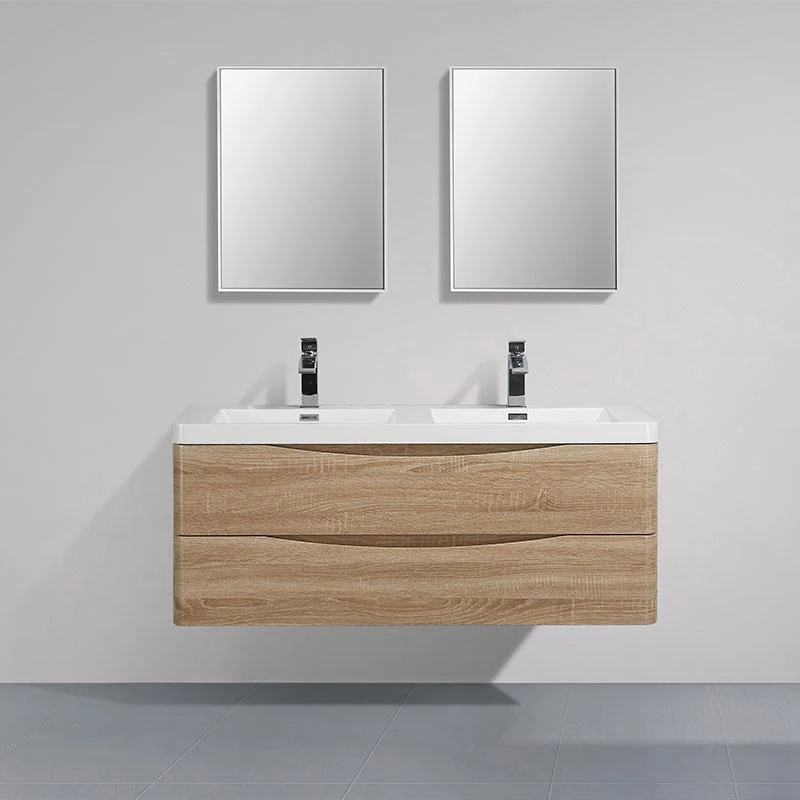 Doppelwaschtisch + Unterschrank 120cm, montiert, Eiche hell, PIACENZA