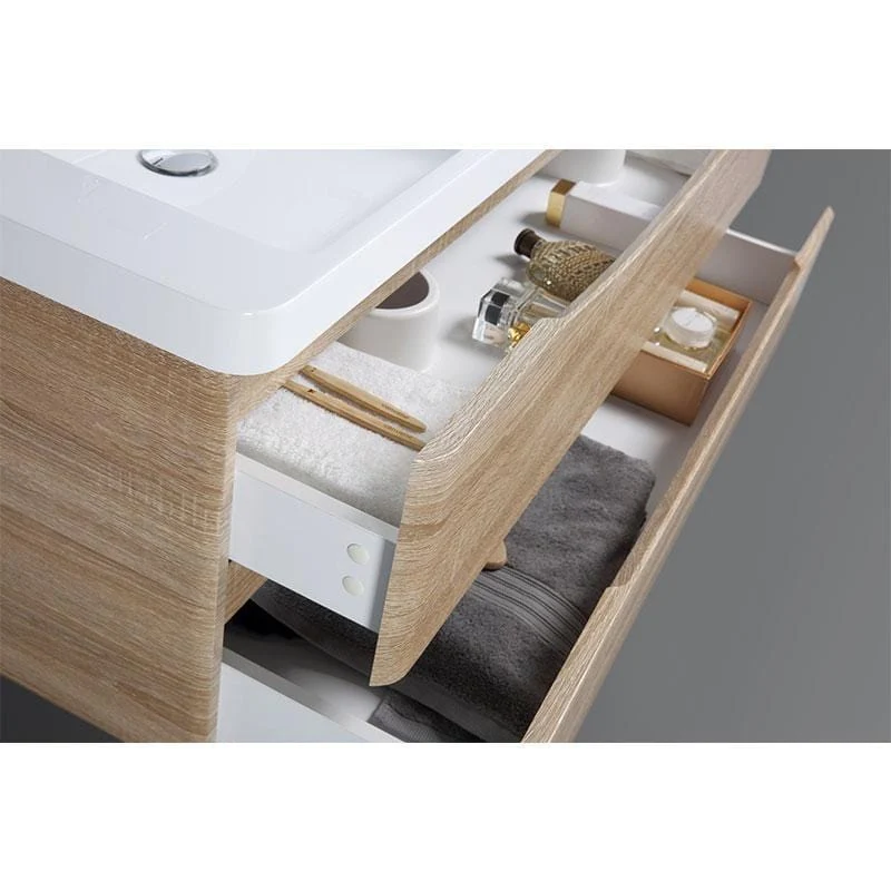 Doppelwaschtisch + Unterschrank 120cm, montiert, Eiche hell, PIACENZA