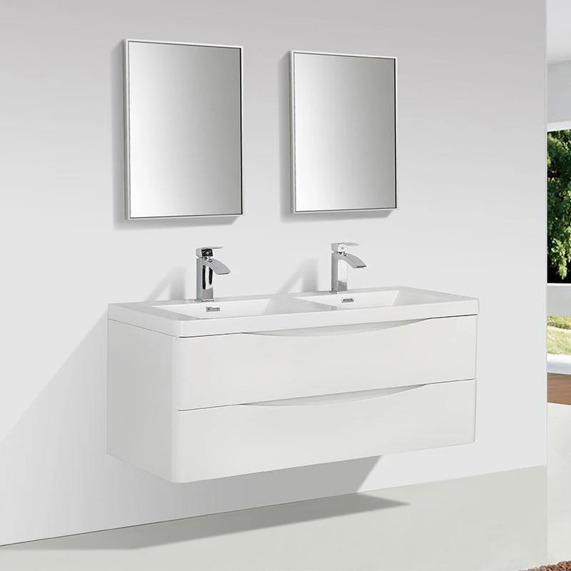 Doppelwaschtisch + Unterschrank 120cm, montiert, weiß, PIACENZA