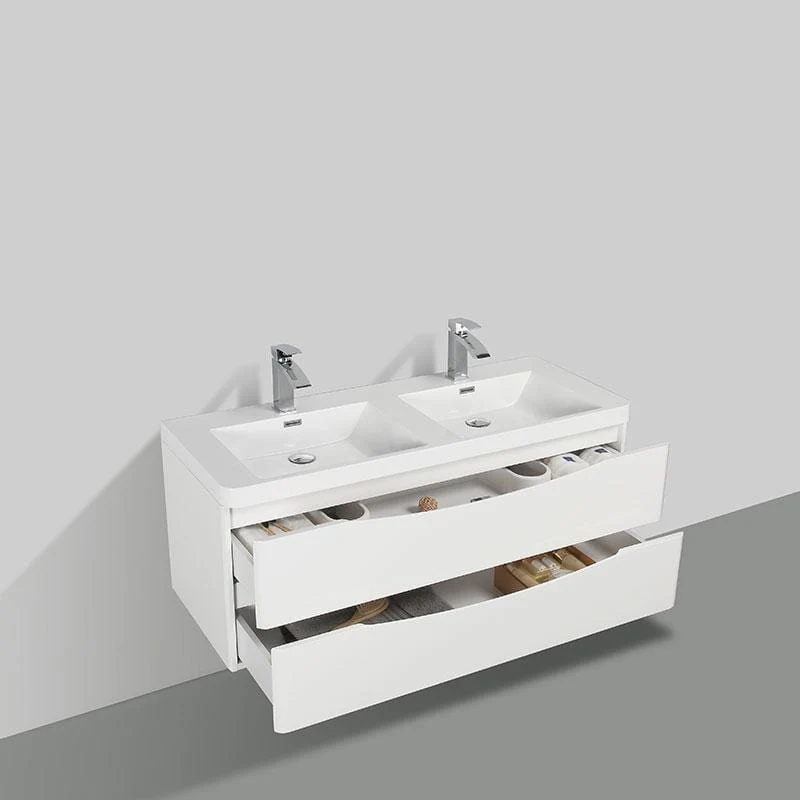 Doppelwaschtisch + Unterschrank 120cm, montiert, weiß, PIACENZA