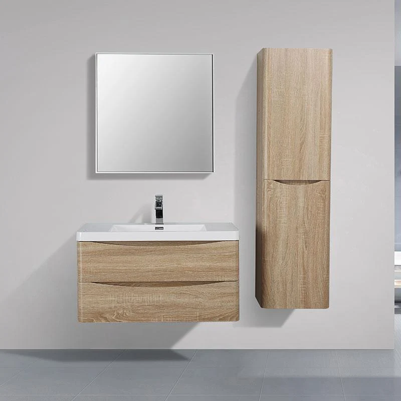 Waschtisch + Unterschrank 90cm, montiert, Eiche hell, PIACENZA