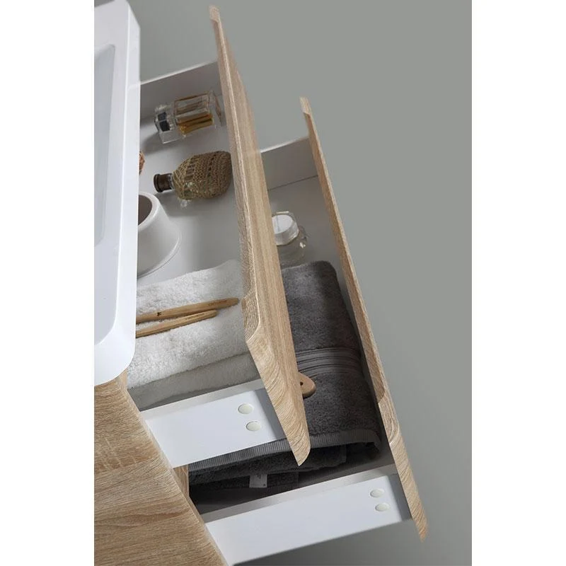 Waschtisch + Unterschrank 90cm, montiert, Eiche hell, PIACENZA