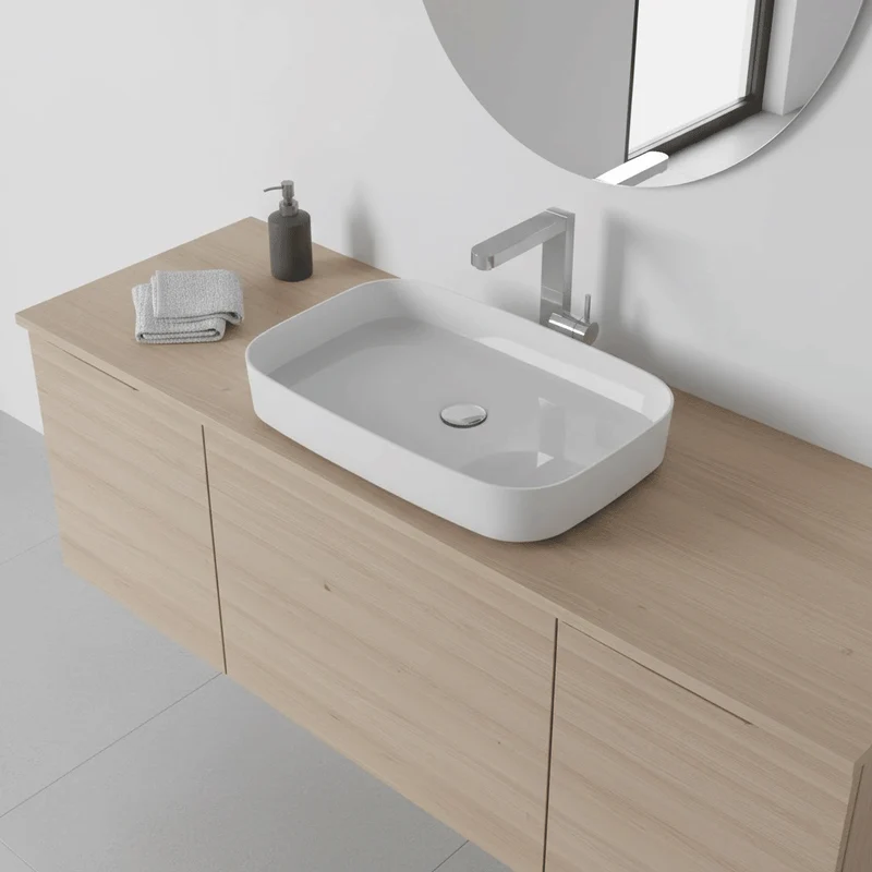 Aufsatzwaschbecken aus Gussmarmor, rechteckig, SIENA