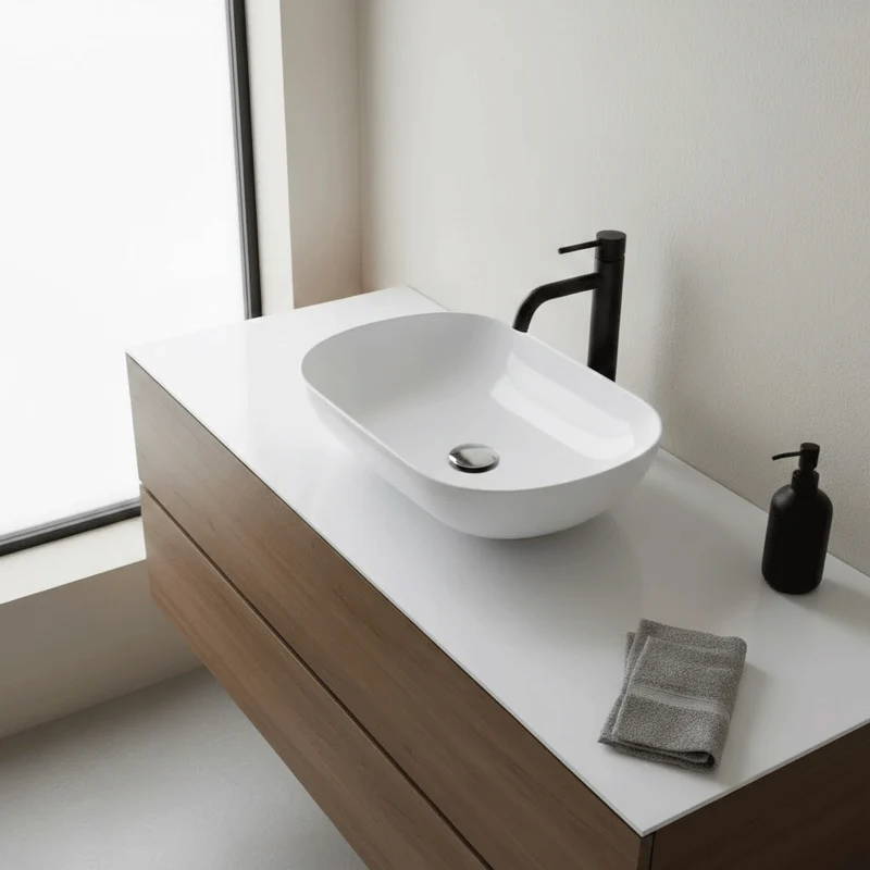 Aufsatzwaschbecken aus Gussmarmor, oval, SIENA