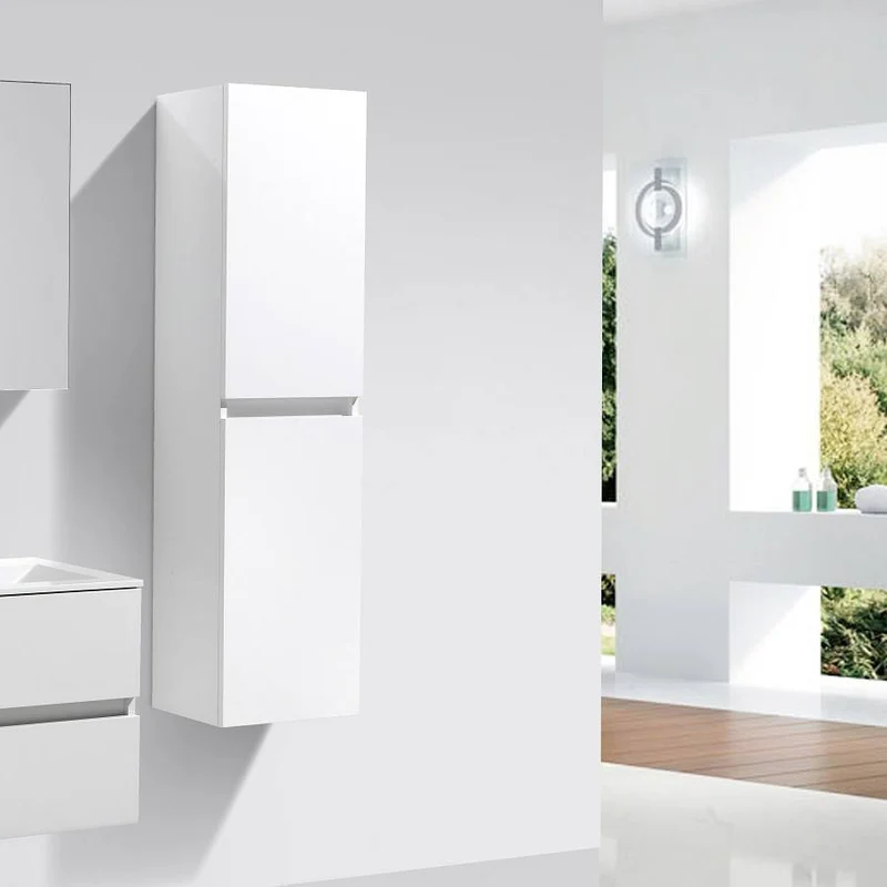 Badschrank, 150 cm, vertikal, montiert, Hochglanz weiß, SIENA