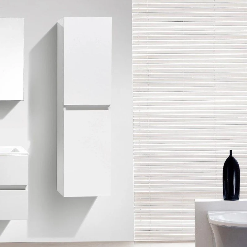Badschrank, 150 cm, vertikal, montiert, Hochglanz weiß, SIENA