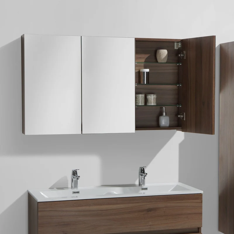 Spiegelschrank Bad, 120 cm, montiert, Nussbaum, SIENA