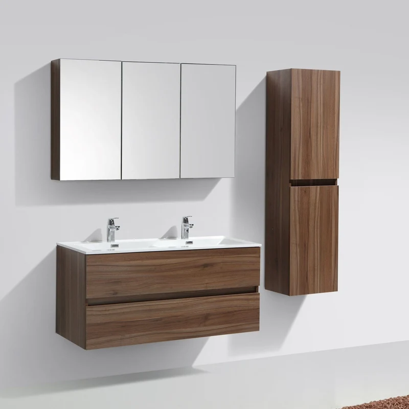 Spiegelschrank Bad, 120 cm, montiert, Nussbaum, SIENA