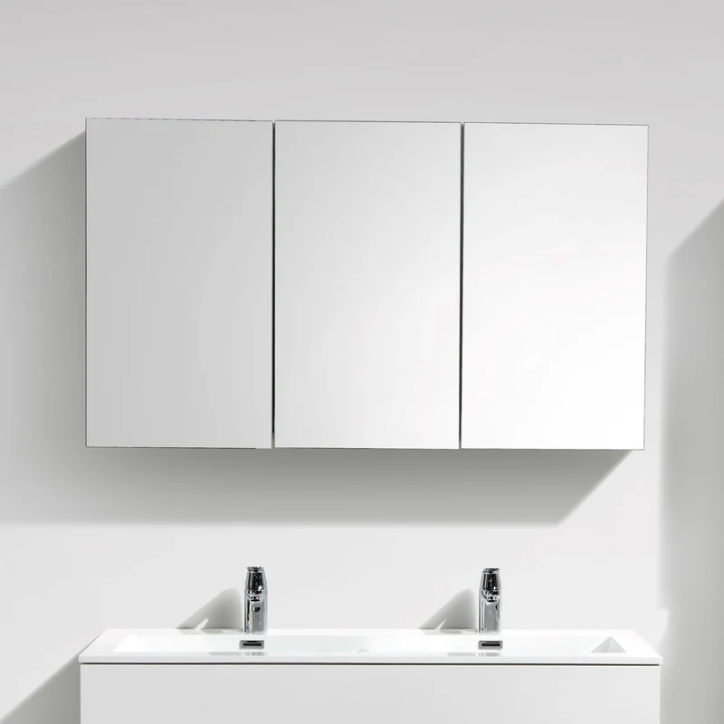 Spiegelschrank Bad, 120 cm, montiert, Hochglanz weiß, SIENA